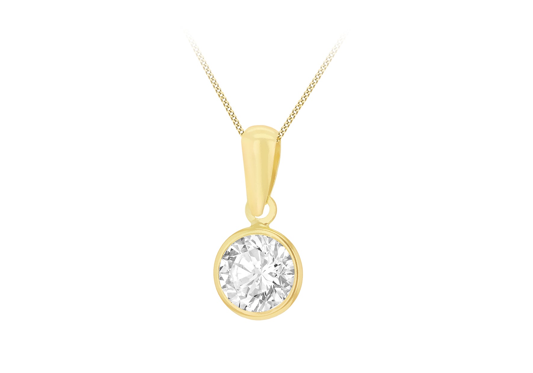 9ct Yellow Gold Round Zirconia Bezelled Pendant