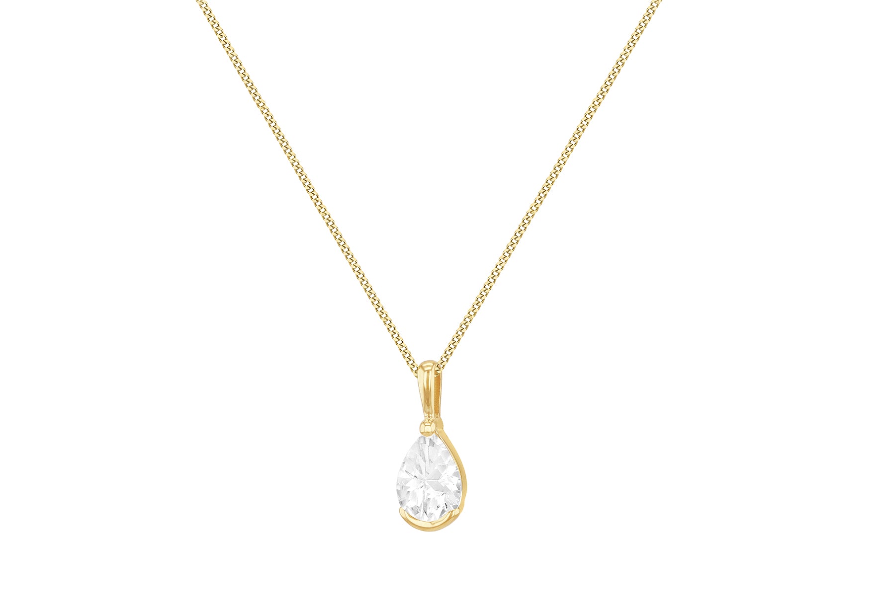 9ct Yellow Gold Zirconia Teardrop Pendant