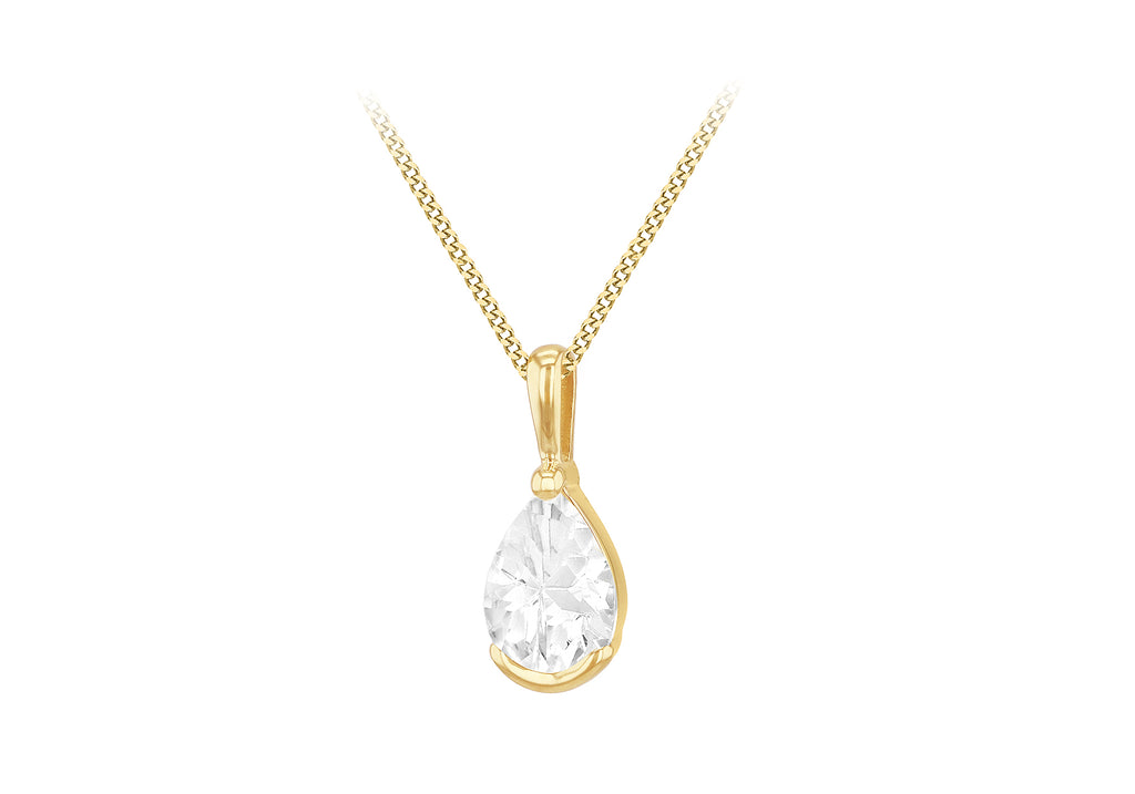 9ct Yellow Gold Zirconia Teardrop Pendant