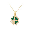 9ct Yellow Gold Malachite & Zirconia Heart Flower Pendant
