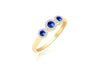 9ct Yellow Gold 0.28ct Diamonds and Sapphires Trinity Ring