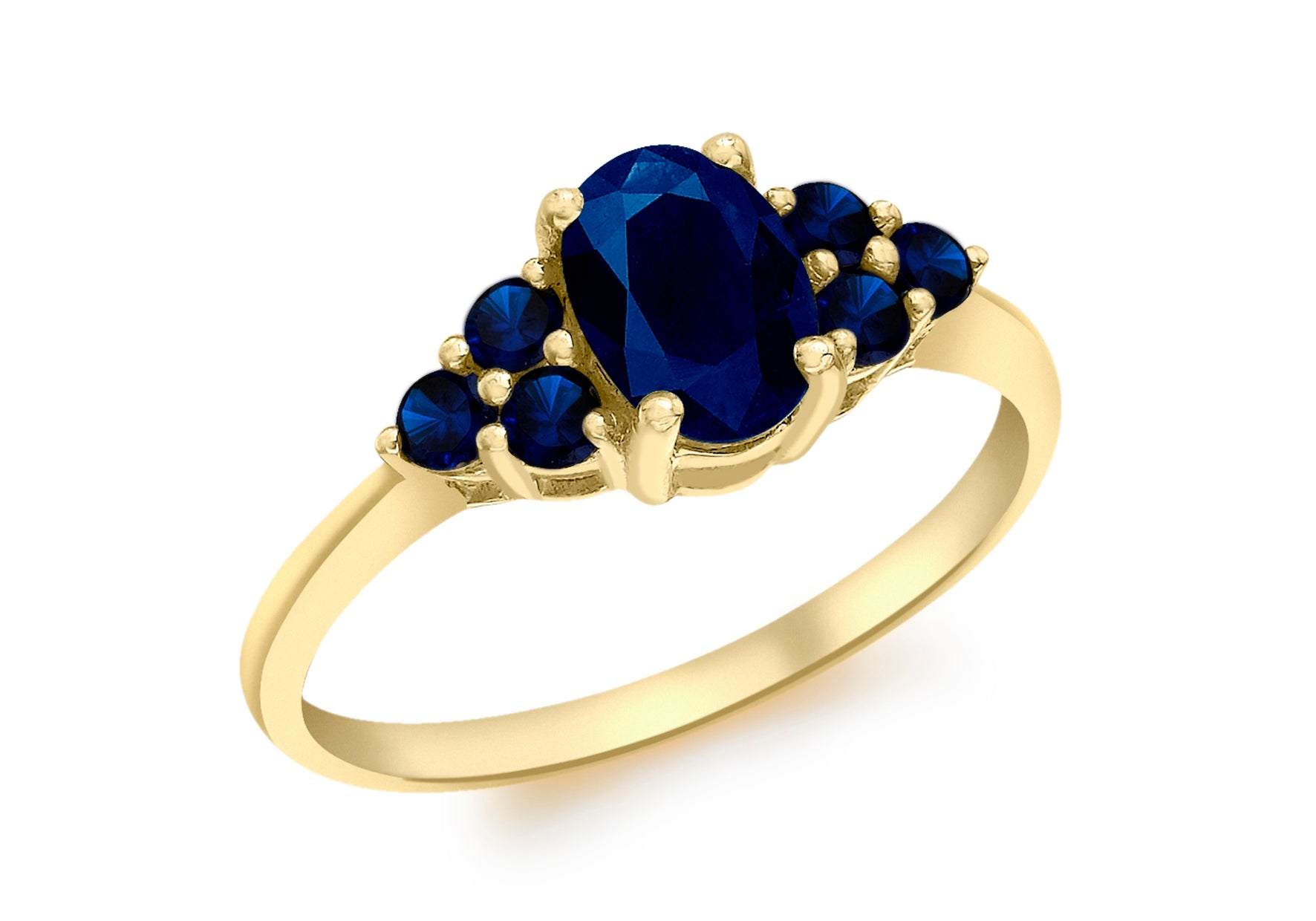 9ct Yellow Gold Sapphire Cluster Ring