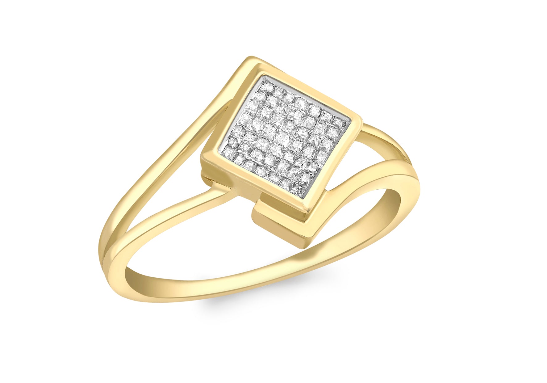 9ct White Gold 0.25ct Square Pave Set Diamond Ring