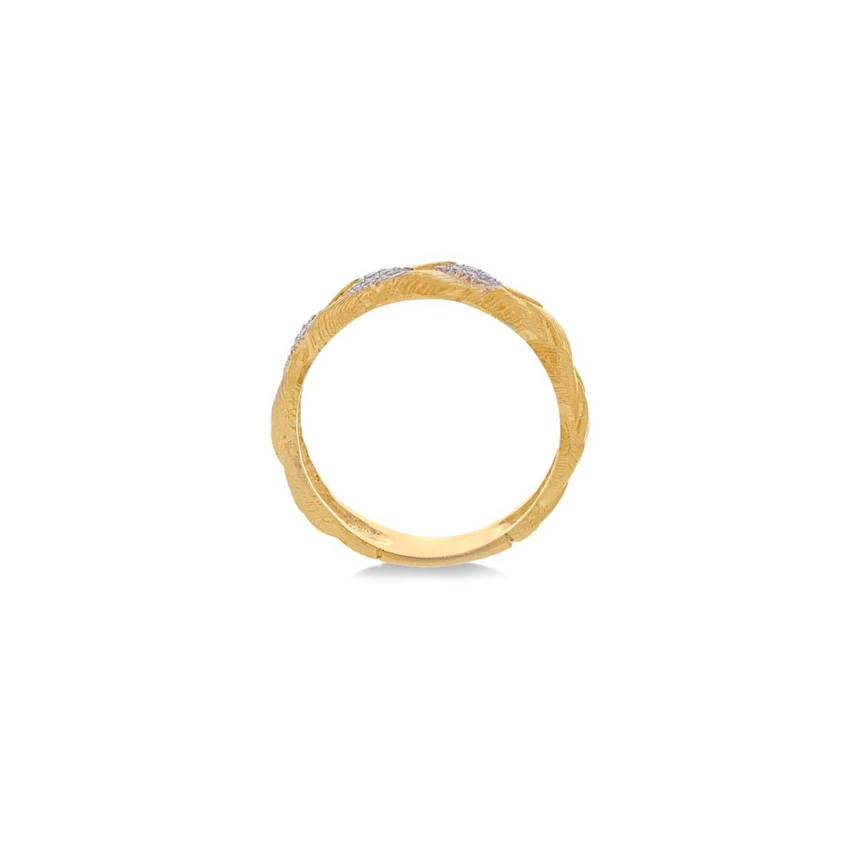 9ct Yellow Gold 0.12ct Diamond Braided Satin Ring