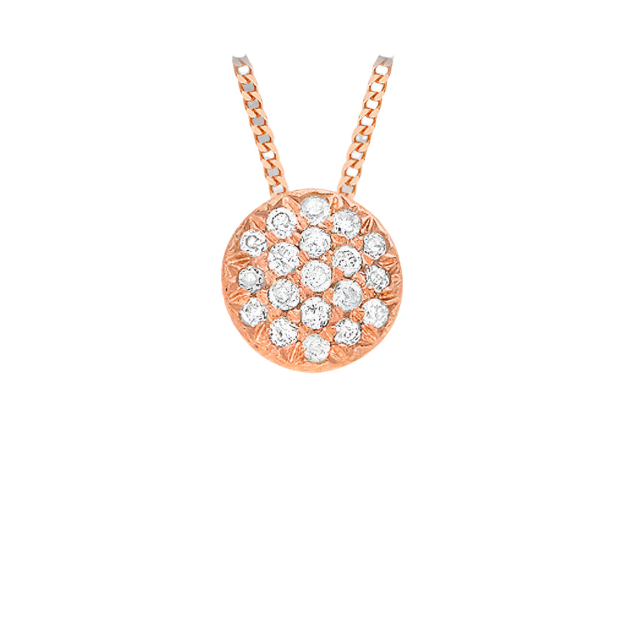 9ct Rose Gold 0.05ct Pave Set Diamond Round Pendant