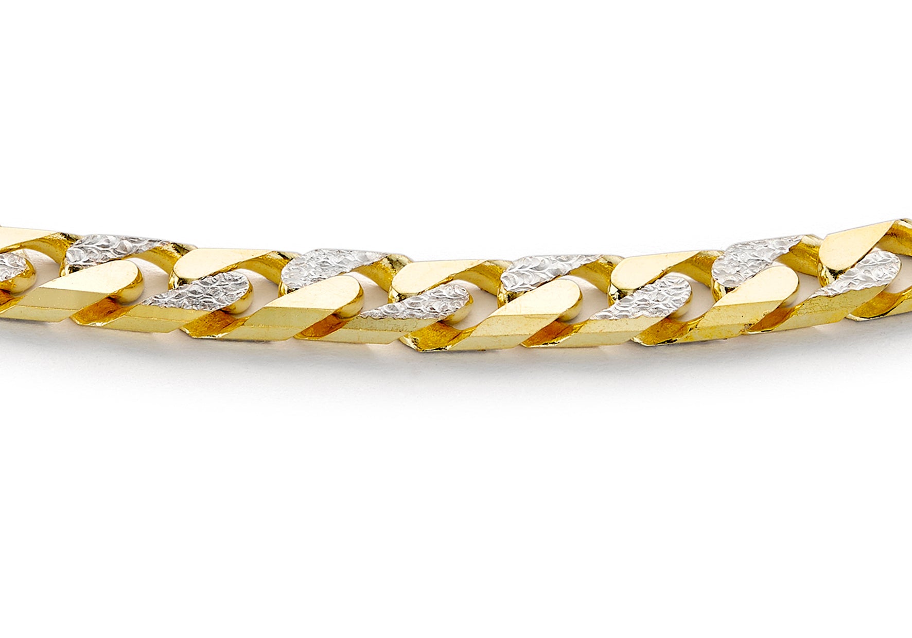 9ct Two-Tone Gold 200 Diamond Cut Curb Chain Bracelet