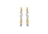 9ct Yellow Gold Two-Tone Gold Diamond Cut Twirl Hoop Earrings