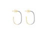 9ct Yellow Gold Two-Tone Gold Diamond Cut Rectangle Hoop Earrings