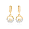 9ct Two-Tone Gold Hoop & Claddagh Drop Earrings