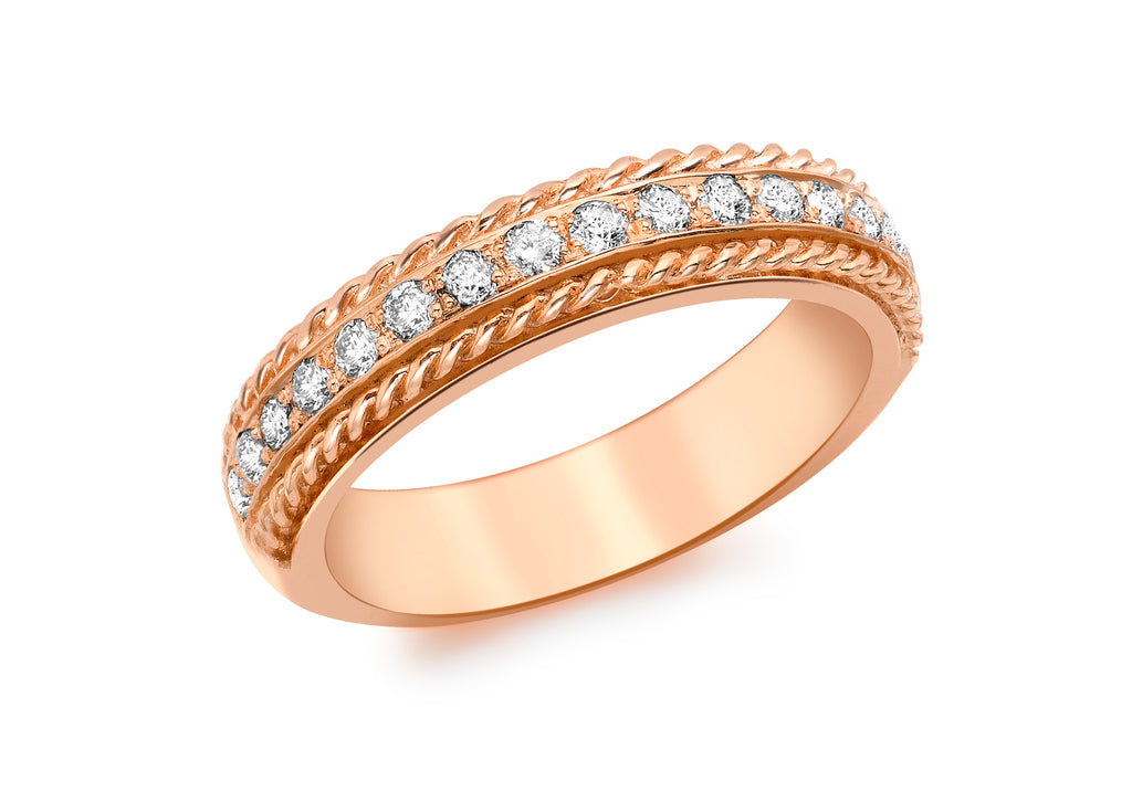 9ct Rose Gold 0.33ct Diamond Rope Edge Eternity Ring