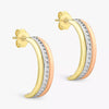 9ct Triple-Tone Gold Zirconia Band Earrings