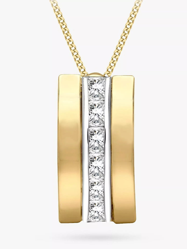 9ct Two-Tone Gold Triple Bar Zirconia Pendant