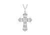 9ct White Gold 0.05ct Diamond Filigree Cross Pendant
