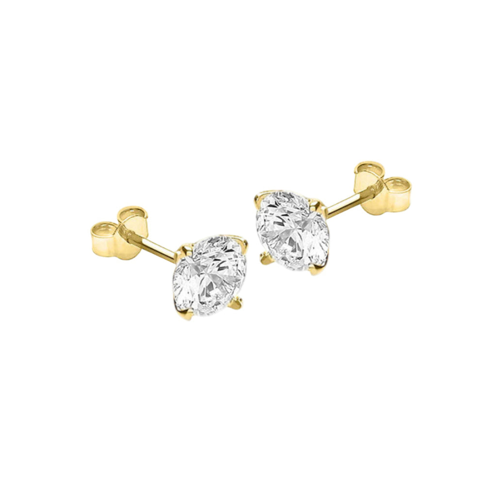 9ct Yellow Gold Round Zirconia Stud Earrings