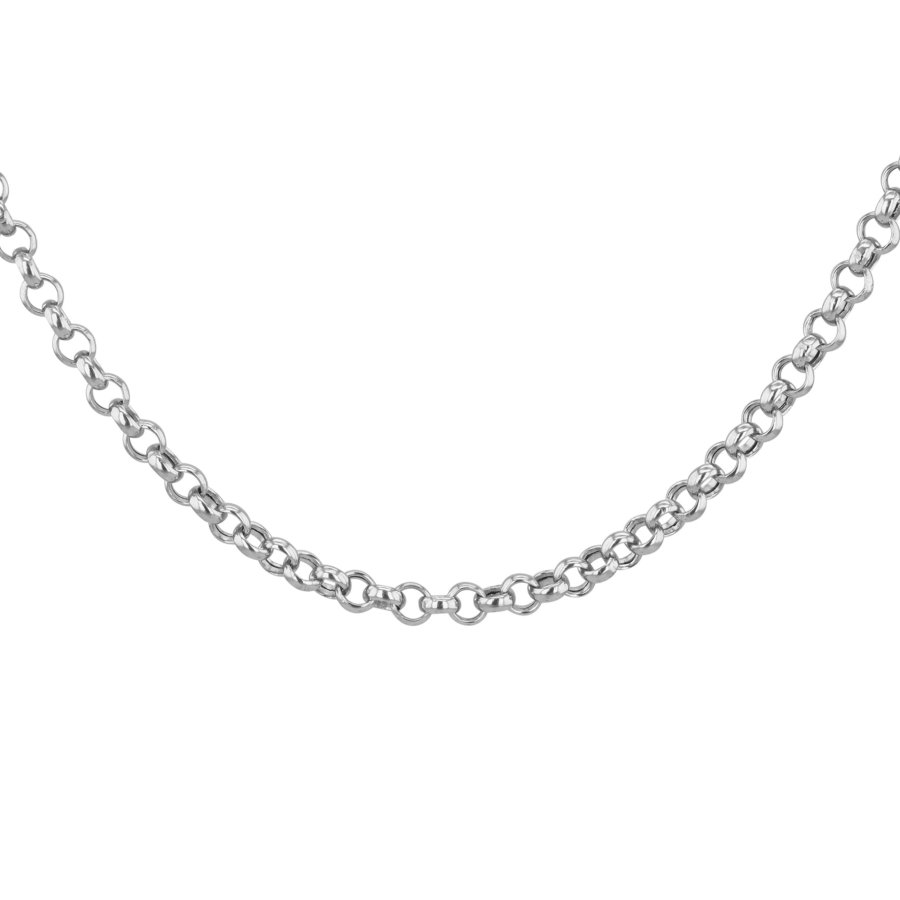 9ct White Gold 100 Round Belcher Round Links Chain