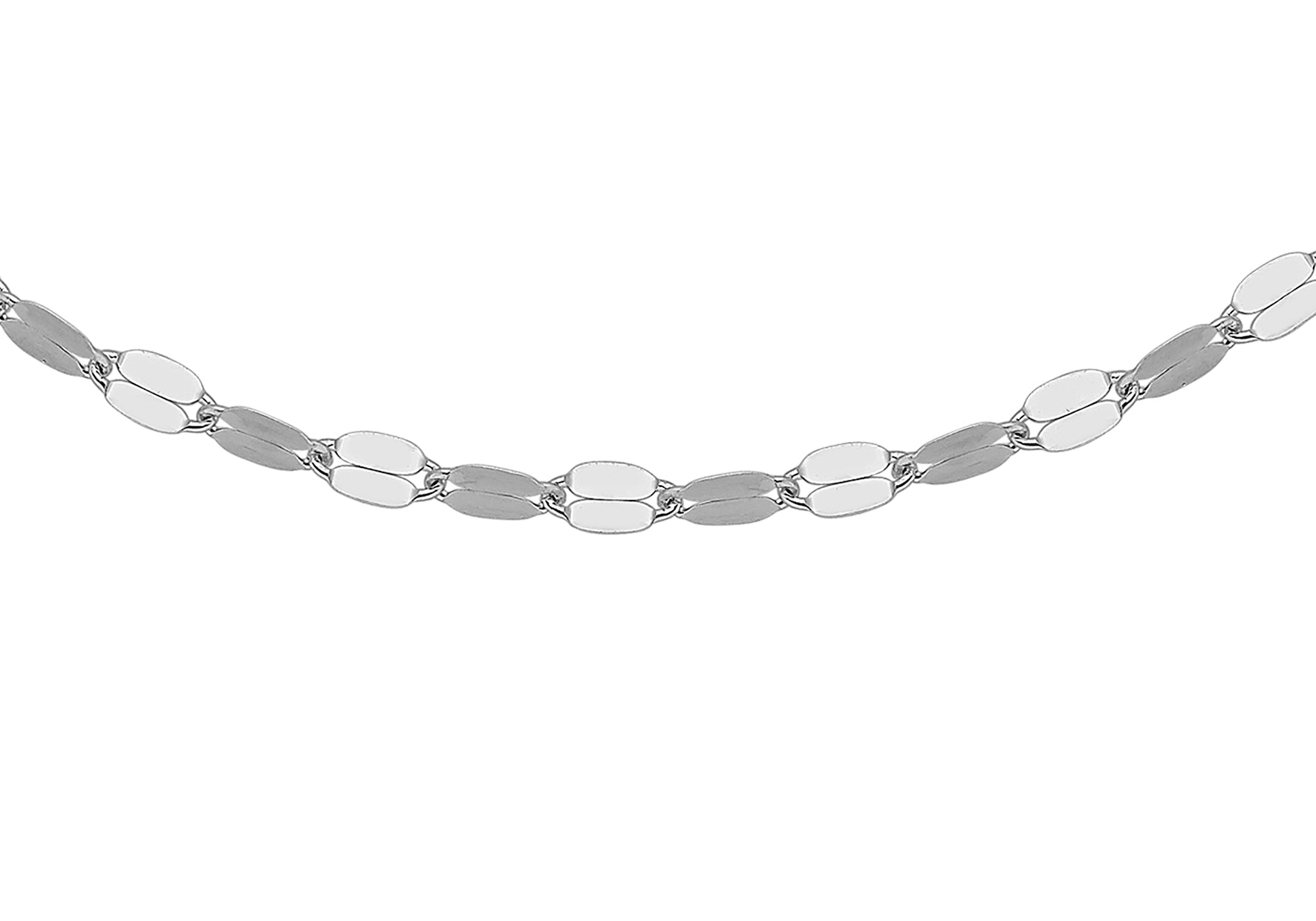 9ct White Gold Mirror-Link Forzatina Chain
