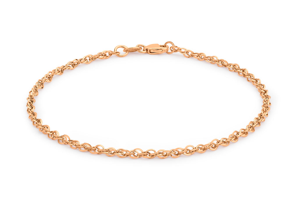 9ct Rose Gold 40 Diamond Cut Prince Of Wales Bracelet