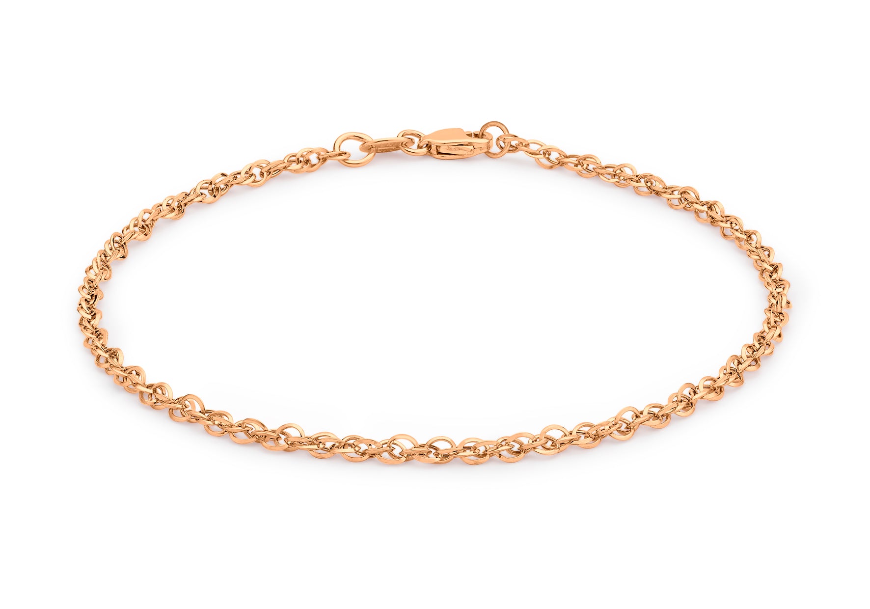 9ct Rose Gold 40 Diamond Cut Prince Of Wales Bracelet