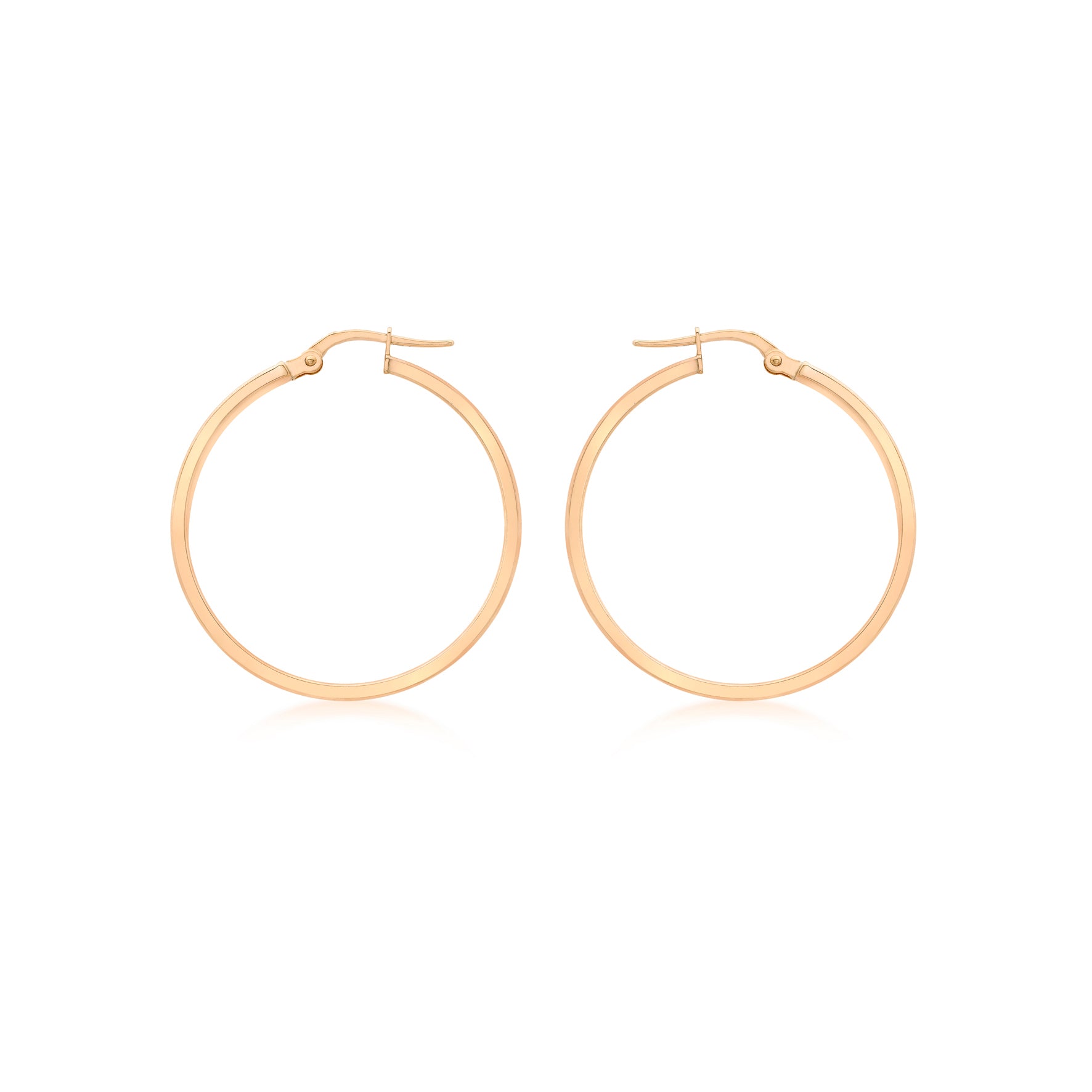 9ct Rose Gold Architectural Edge Hoop Earrings