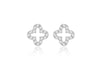 9ct White Gold Zirconia Clover Stud Earrings
