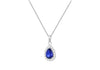9ct White Gold White & Sapphire Blue Zirconia Teardrop Pendant