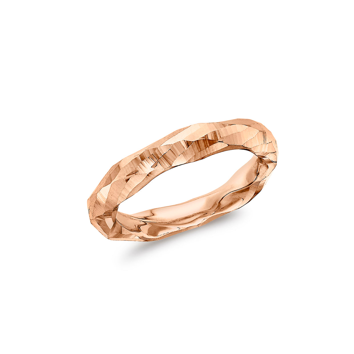 9ct Rose Gold Faceted Organic Band Ring