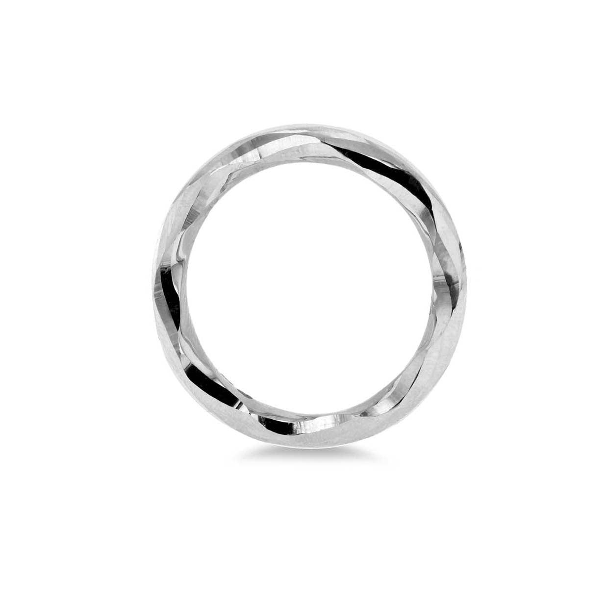 9ct White Gold Faceted Organic Band Ring