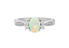 9ct White Gold Zirconia & Opal Shoulder Ring