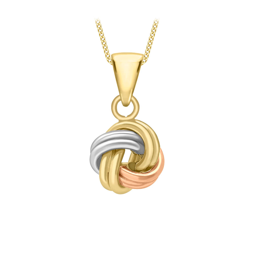 9ct 3-Tone Gold Four-Way Double Knot Pendant