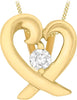 9ct Yellow Gold Zirconia Crossover Heart Pendant