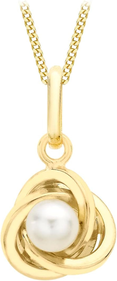 9ct Yellow Gold Freshwater Pearl Love Knot Pendant