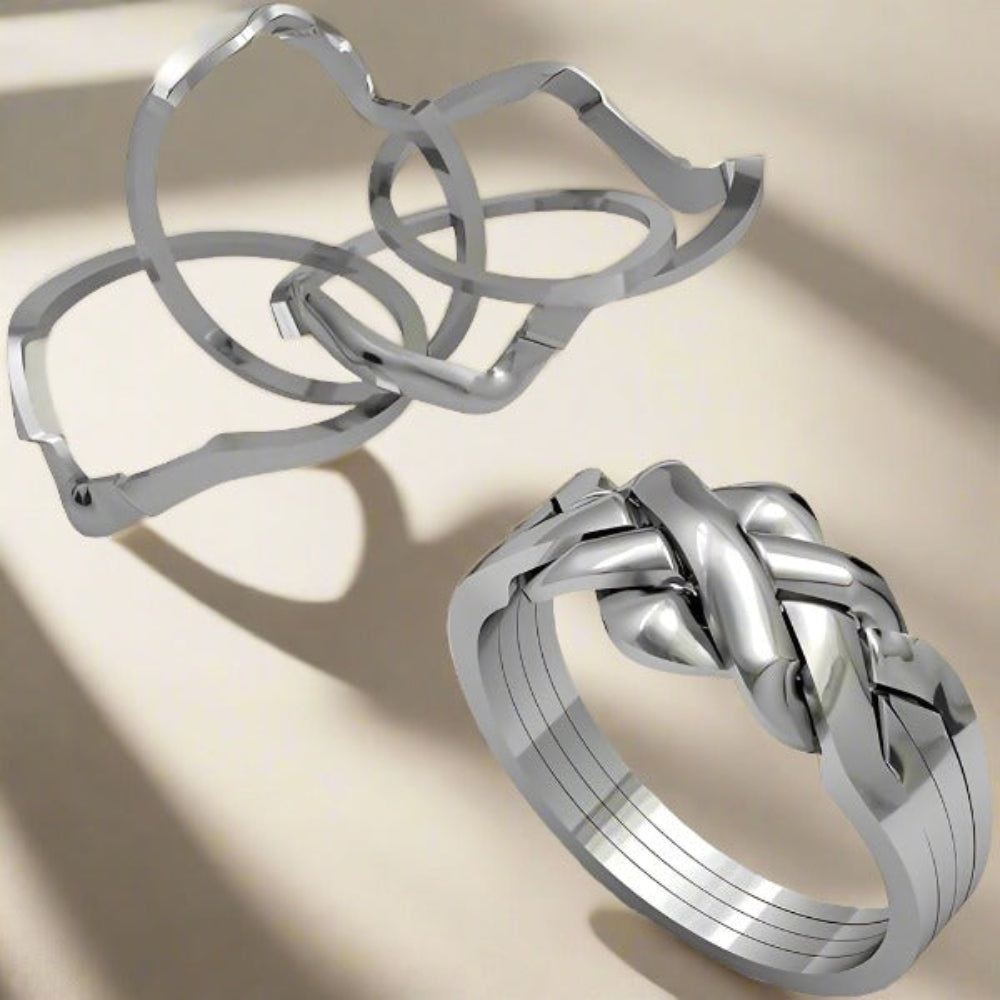Sterling Silver Four Interlocking Band Puzzle Ring