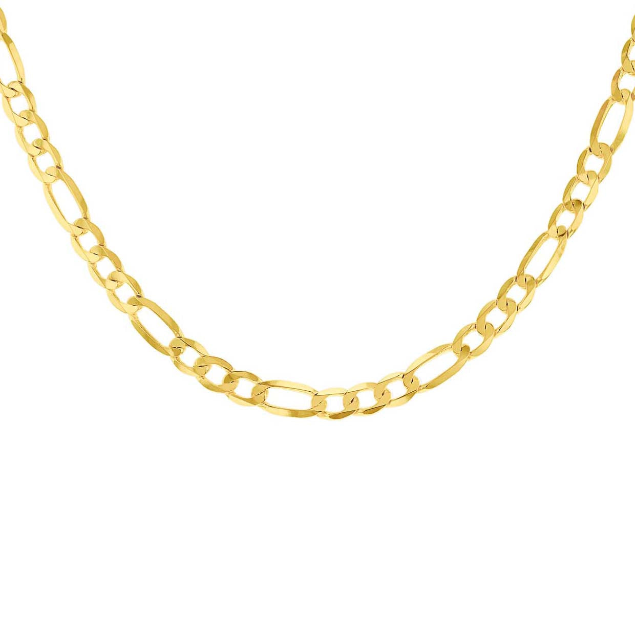14ct Yellow Gold Solid Bevelled Figaro Chain