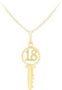 9ct Yellow Gold '18' Key Pendant