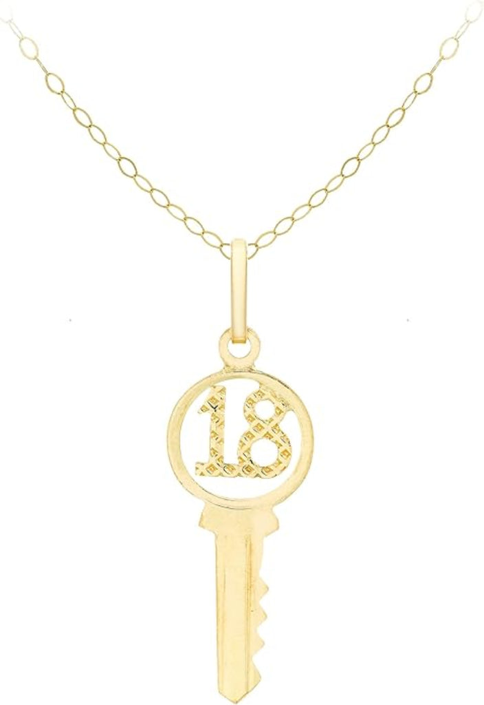 9ct Yellow Gold '18' Key Pendant