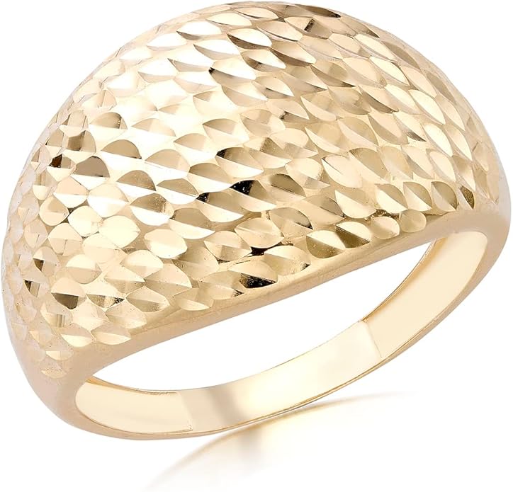 9ct Yellow Gold Graduated Hammered Dome Ring