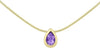 9ct Yellow Gold Amethyst Teardrop Slider Pendant on Snake Chain