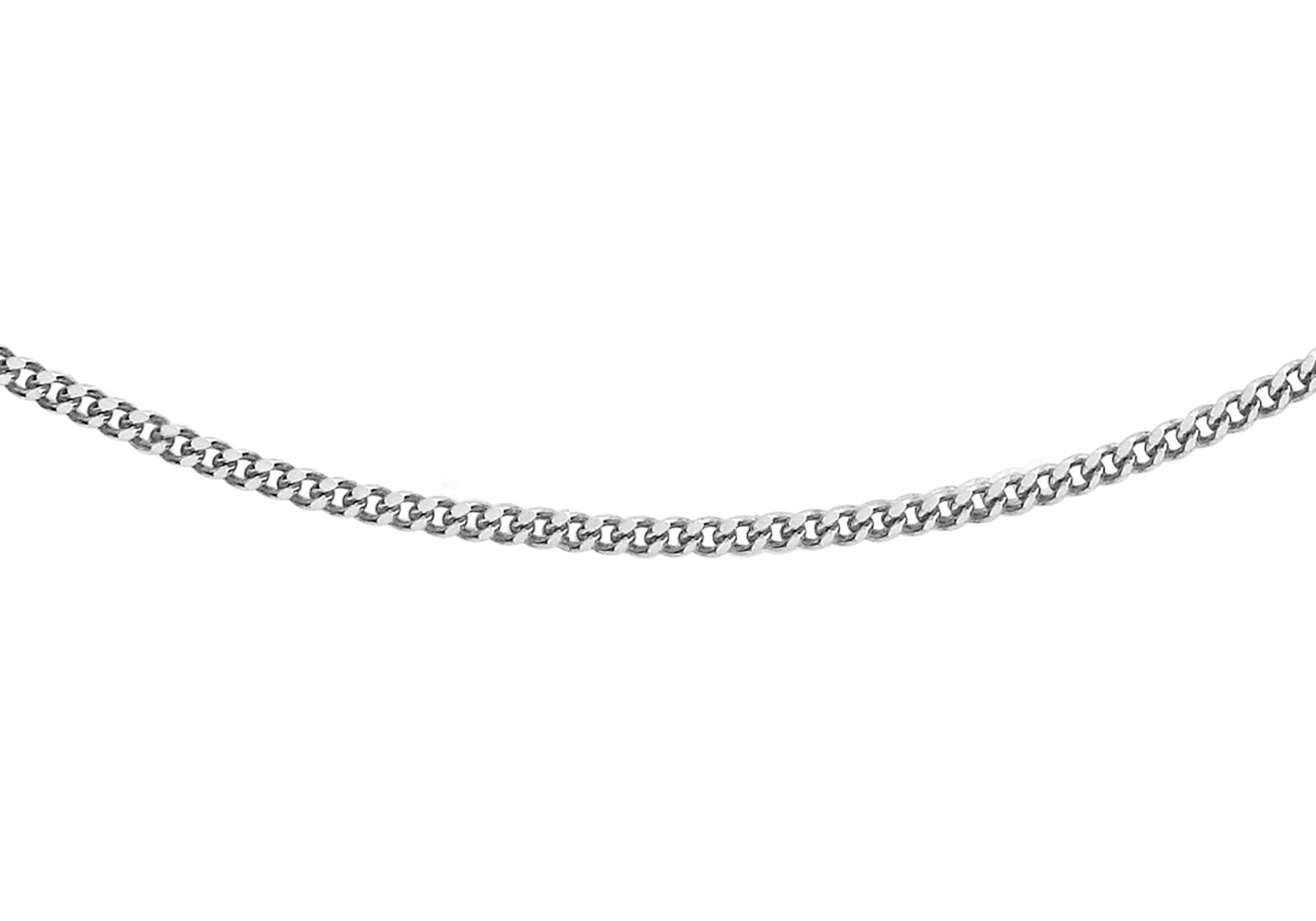 18ct White Gold 20 Diamond Cut Slim Curb Chain