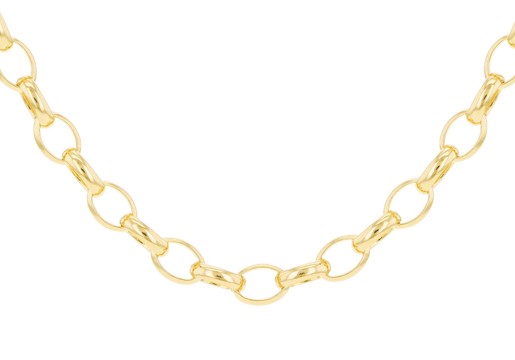 18ct Yellow Gold Oval Belcher Rolo Chain Necklace