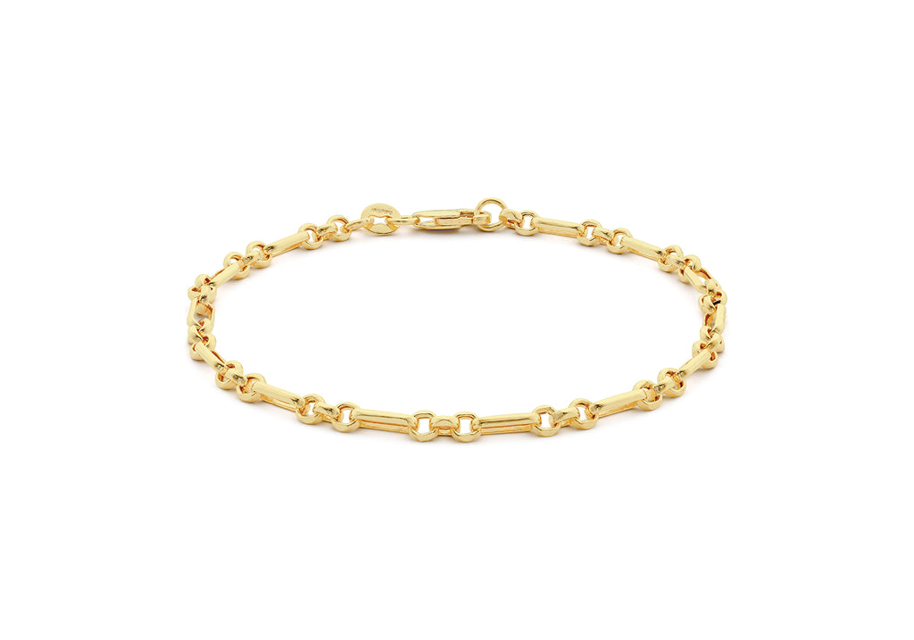 18ct Yellow Gold Round Bar & Round Links Belcher Bracelet