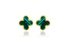 18ct Yellow Gold Malachite Petal Stud Earrings