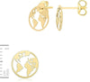 9ct Yellow Gold Openwork World Map Globe Stud Earrings