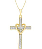 9ct Yellow Gold 0.05ct Diamond Pavé Heart Cross Pendant