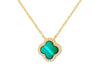Gold Plated Sterling Silver Clover Malachite Zirconia Pendant