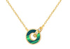 Sterling Silver Round Malachite Linked Zirconia Pendant