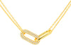 Gold Plated Sterling Silver Interlinked Paper Link Zirconia Necklace