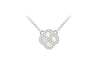 Sterling SIlver Clover Mother Of Pearl Zirconia Pendant