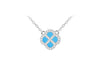 Sterling Silver Turquoise & Zirconia Clover Pendant