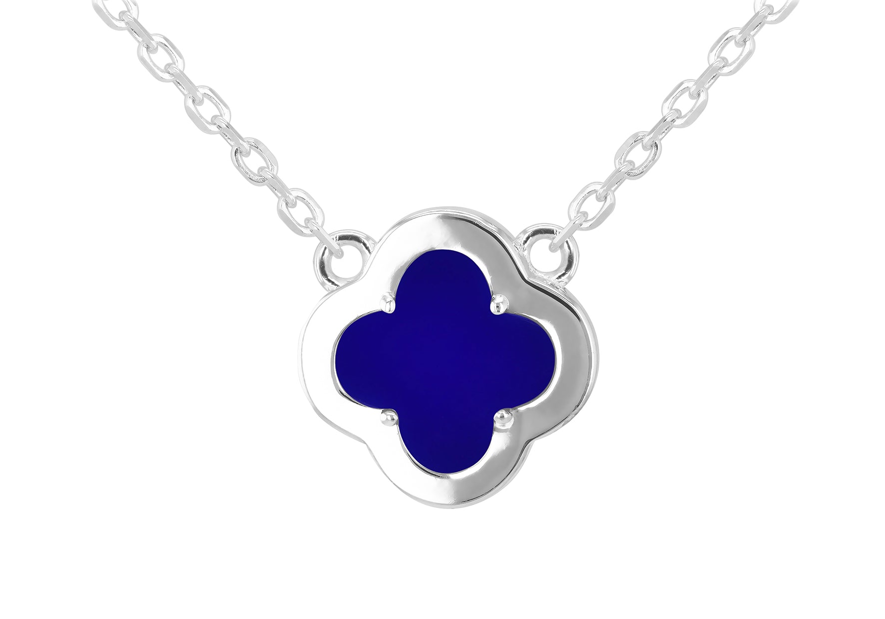 Sterling Silver Blue Lazurite & Zirconia Clover Pendant