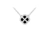 Sterling Silver Black Agate & Zirconia Clover Pendant